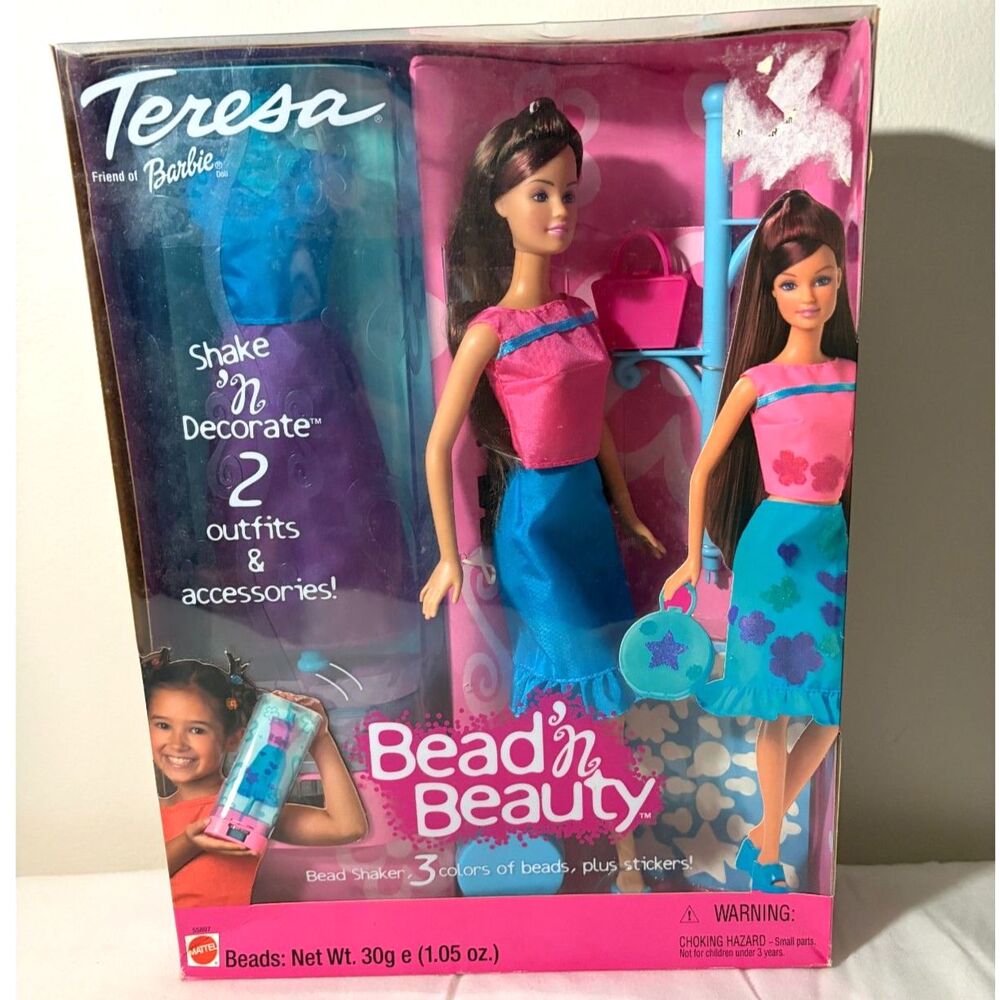 Vintage Teresa Friend of Barbie “Bead ‘n Beauty” Doll 2001 Mattel NIB